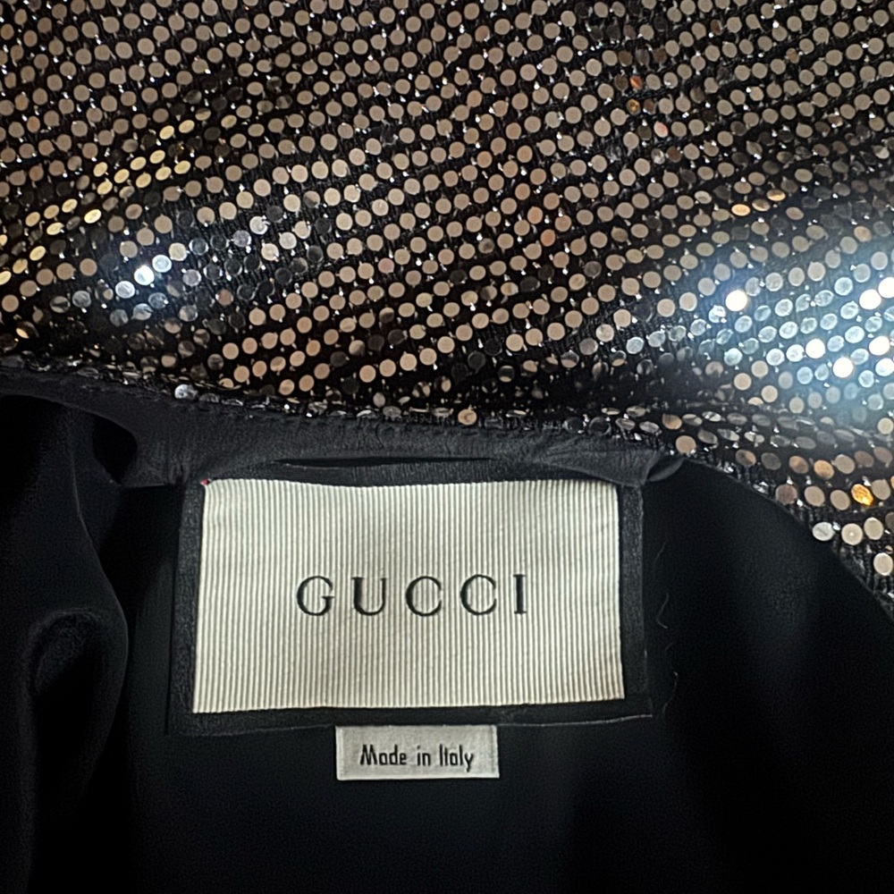 Retail $4800 New Gucci Laminated Lizard Dress With Open Back In Black Silver - Picture 12 of 15